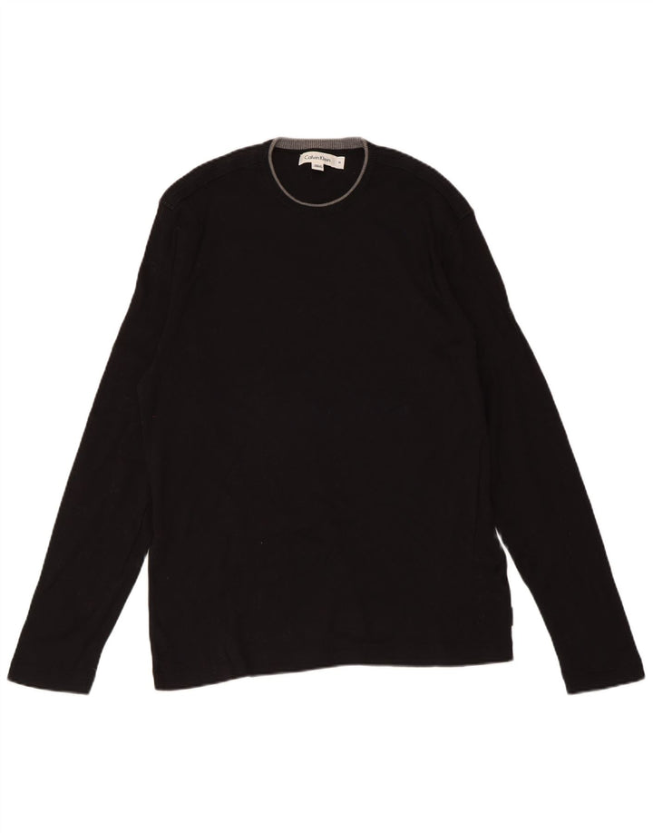 Męski sweter Calvin Klein z okrągłym dekoltem, średni czarny, bawełniany