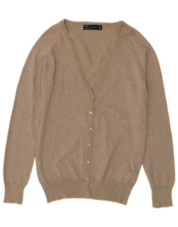 Sweter damski Zara Cardigan UK 14, duży, beżowy, bawełniany