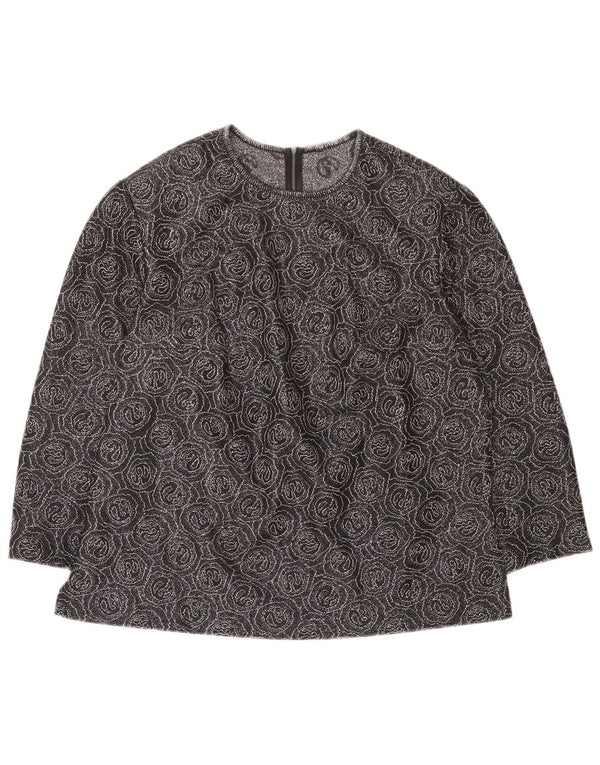 Vintage damska bluzka z rękawem 3/4 Top UK 16, duża czarna paisley