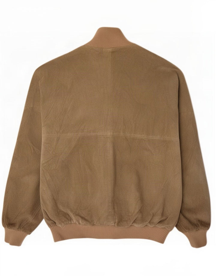 Vintage męska zamszowa kurtka bomber UK 38 średniej wielkości zielonej skóry
