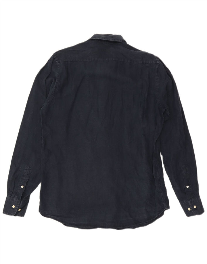 Koszula męska Massimo Dutti, średnia, granatowa, lniana