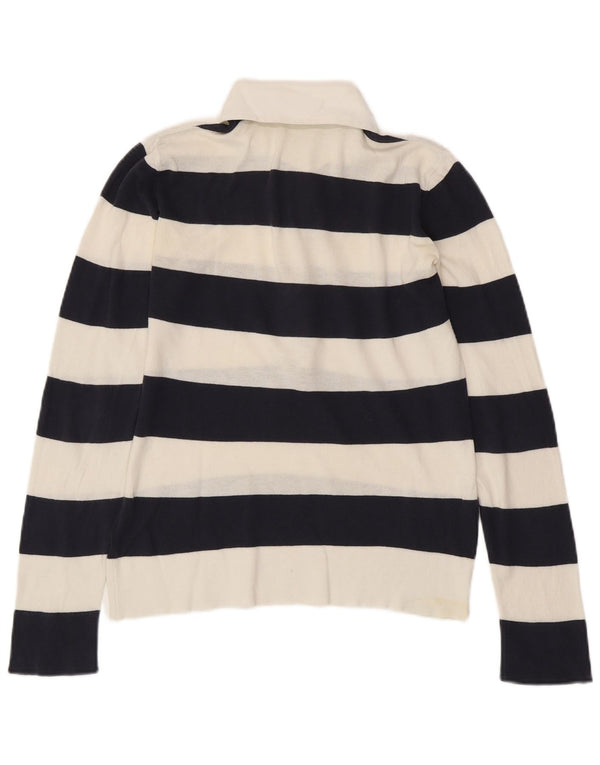 Damska koszulka polo do rugby BENETTON UK 14 w średnie białe paski