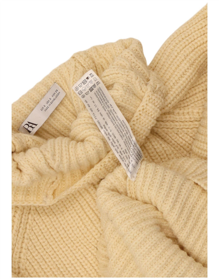 Damski sweter typu Crop Oversize z golfem ZARA UK 10 Small Yellow