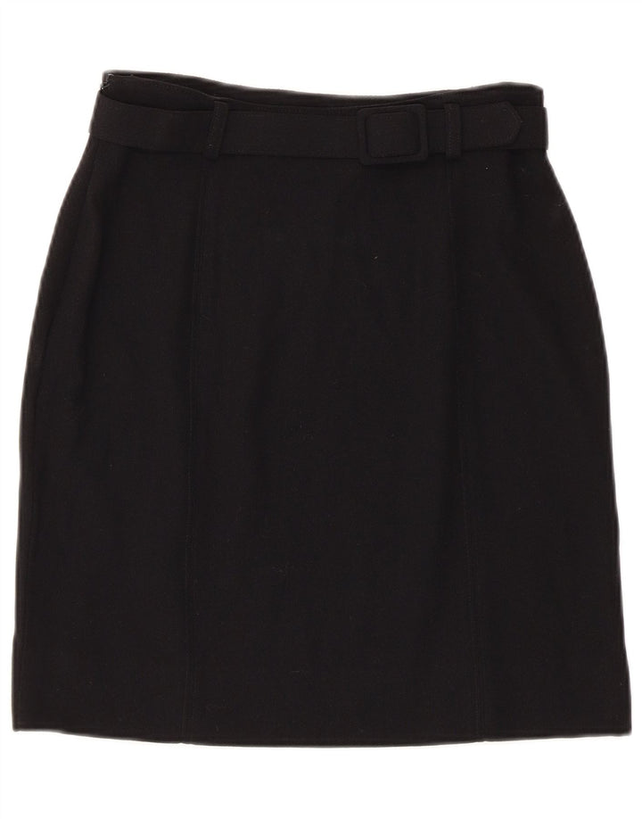 Prosta spódnica damska w stylu vintage IT 42 Medium W26 Czarna wełna