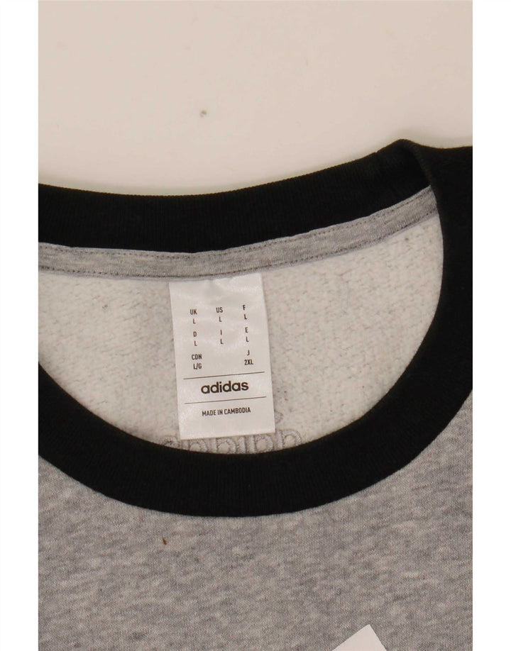 Męska bluza Adidas z grafiką, duża, szara, z blokami kolorów