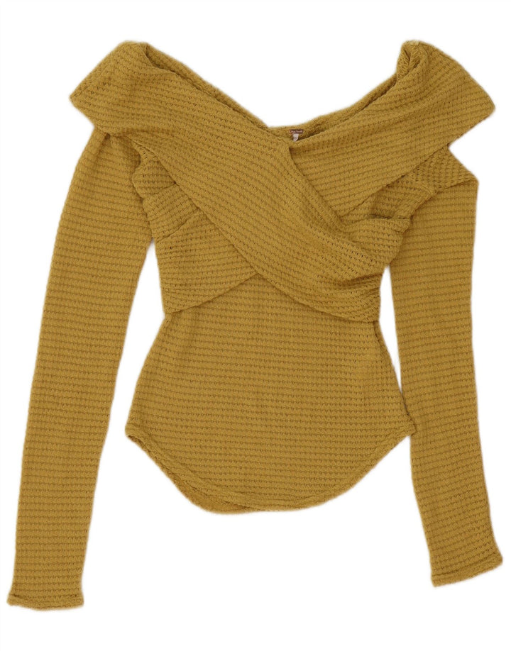 Damski top Free People z długim rękawem, UK 6 XS, żółty poliester