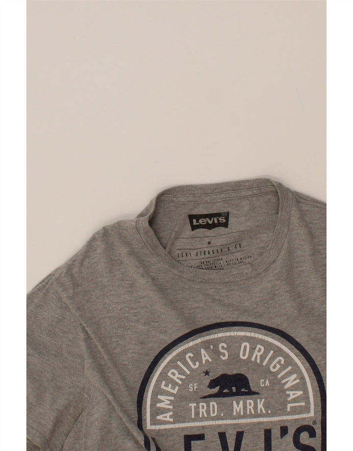 LEVI'S Womens Graphic T-Shirt Top UK 14 Medium Grey Cotton Vintage Levi's and Second-Hand Levi's from Messina Hembry 