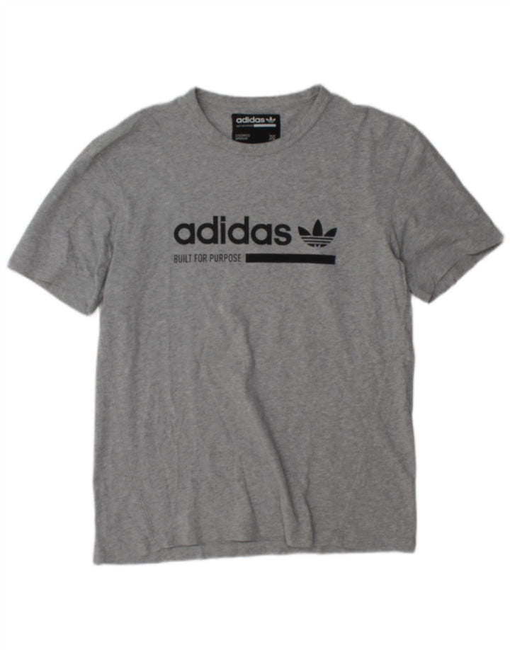 Męska koszulka z grafiką Adidas, mała, szara