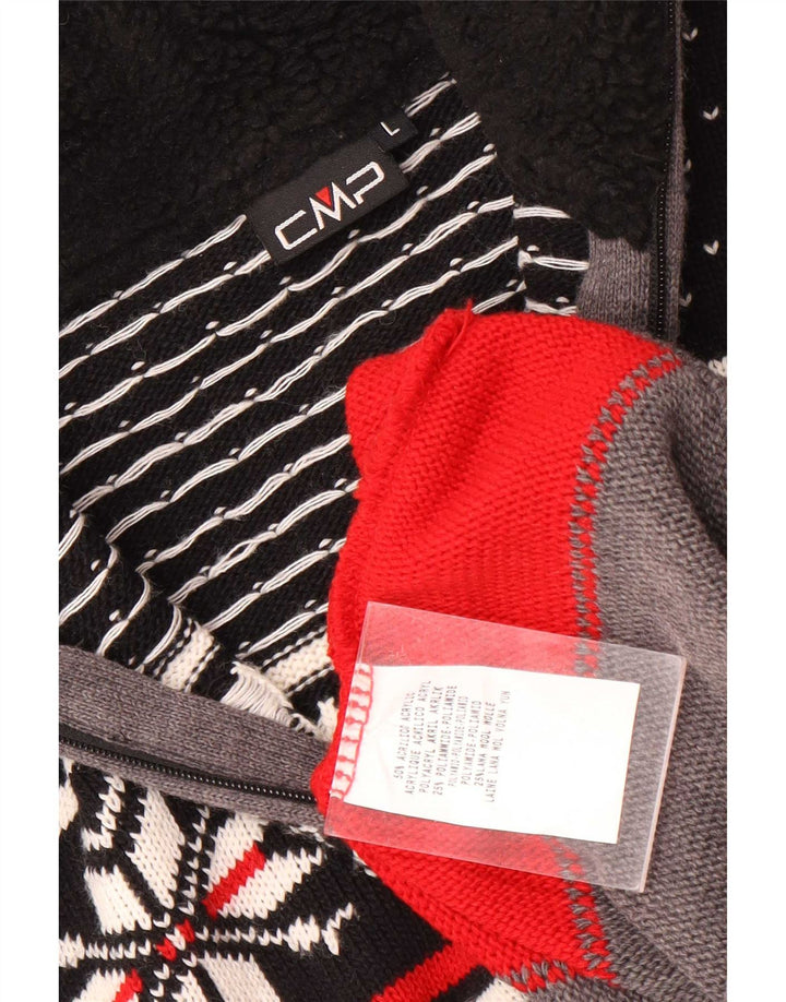 CMP Męski sweter z zamkiem błyskawicznym, duży, szary, akryl Fair Isle