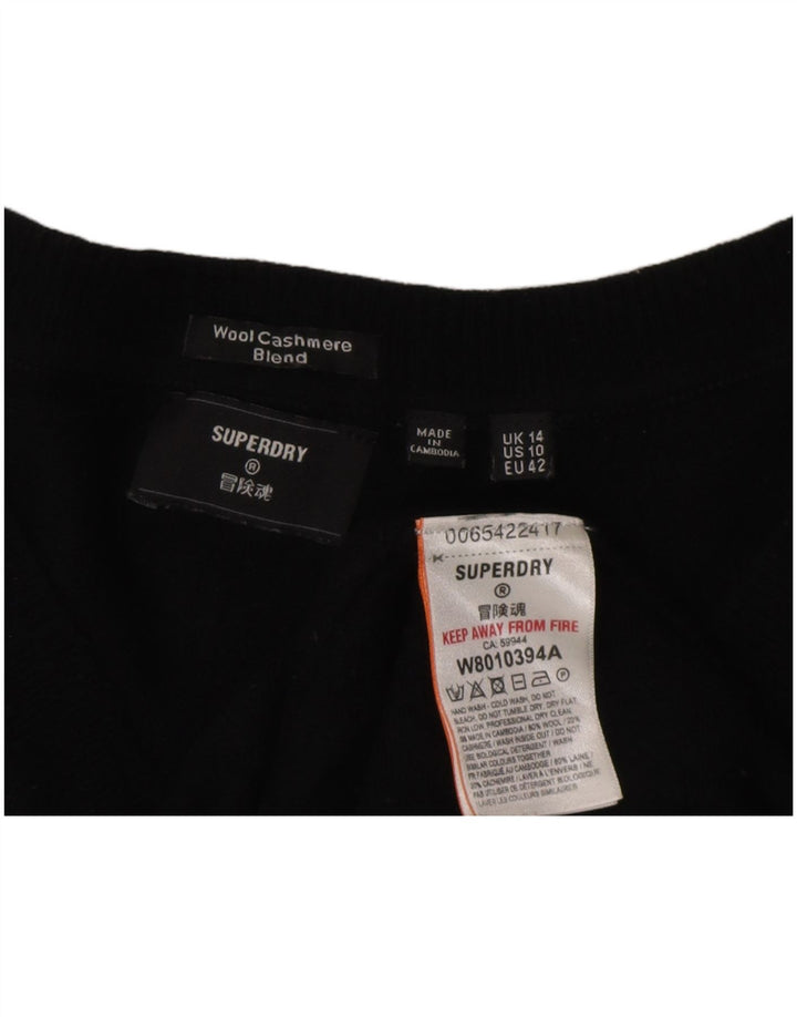 Damska sukienka sweterkowa Superdry UK 14, duża, czarna, wełniana