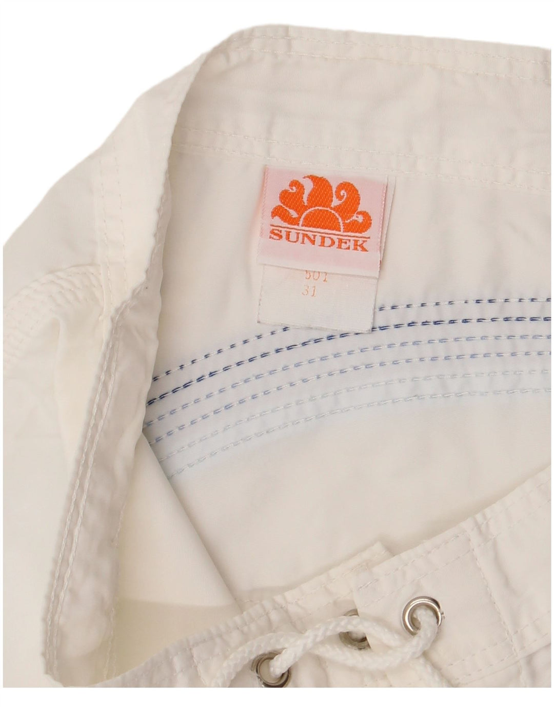 Męskie spodenki kąpielowe SUNDEK, nylon w średnie białe paski