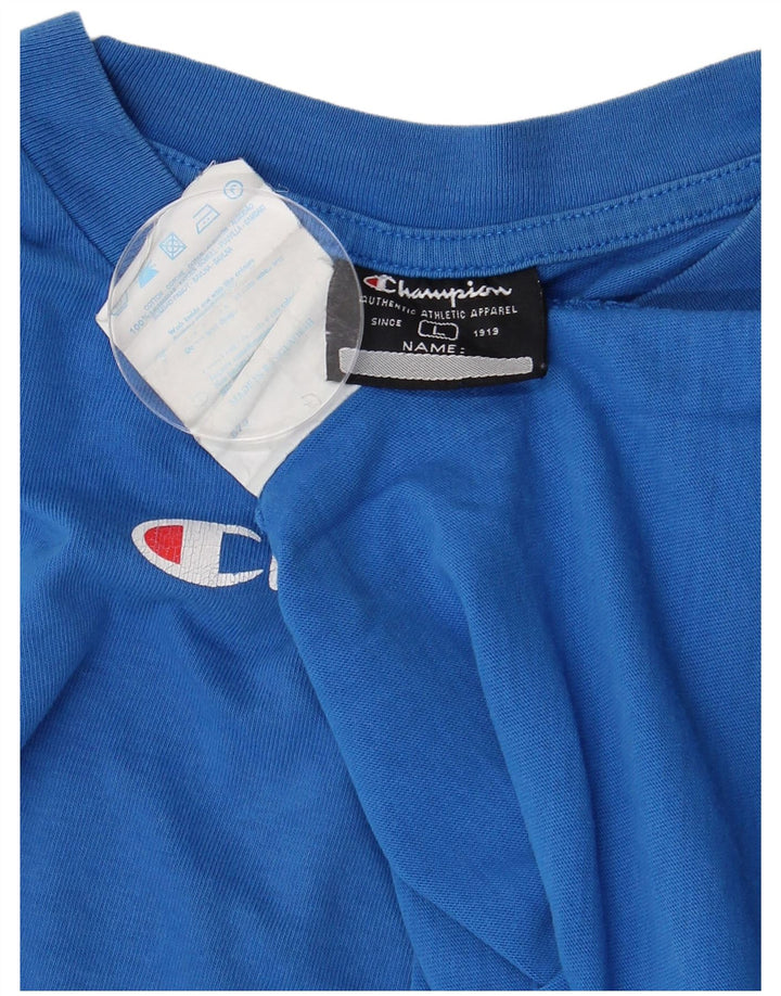 Męski T-shirt z grafiką CHAMPION, duży, niebieski, bawełniany