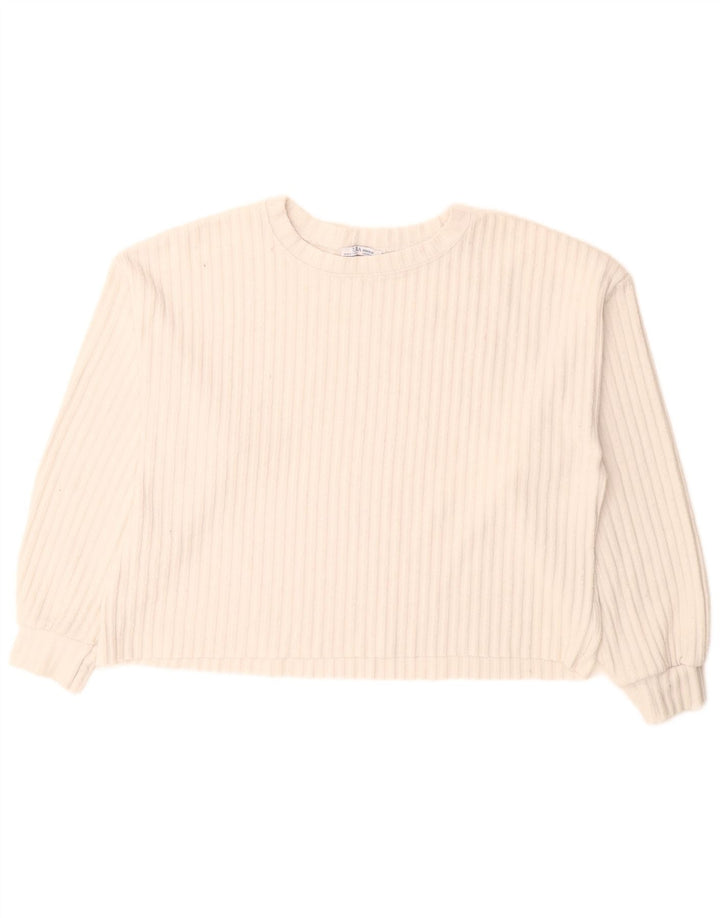 Sweter damski Zara Oversize z okrągłym dekoltem UK 14 Średni biały