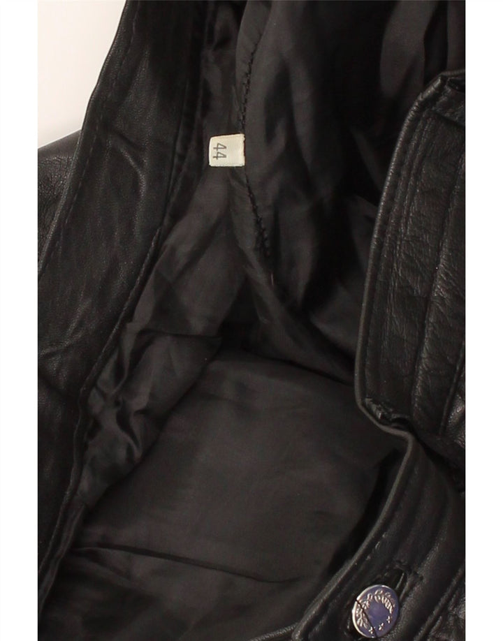 VINTAGE Womens Straight Trousers IT 44 Medium W29 L33 Black Leather Vintage Vintage and Second-Hand Vintage from Messina Hembry 