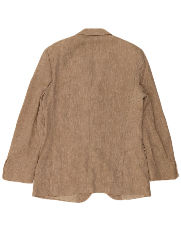 Męska marynarka Pierre Cardin zapinana na 3 guziki IT 48 Średni beżowy lniany