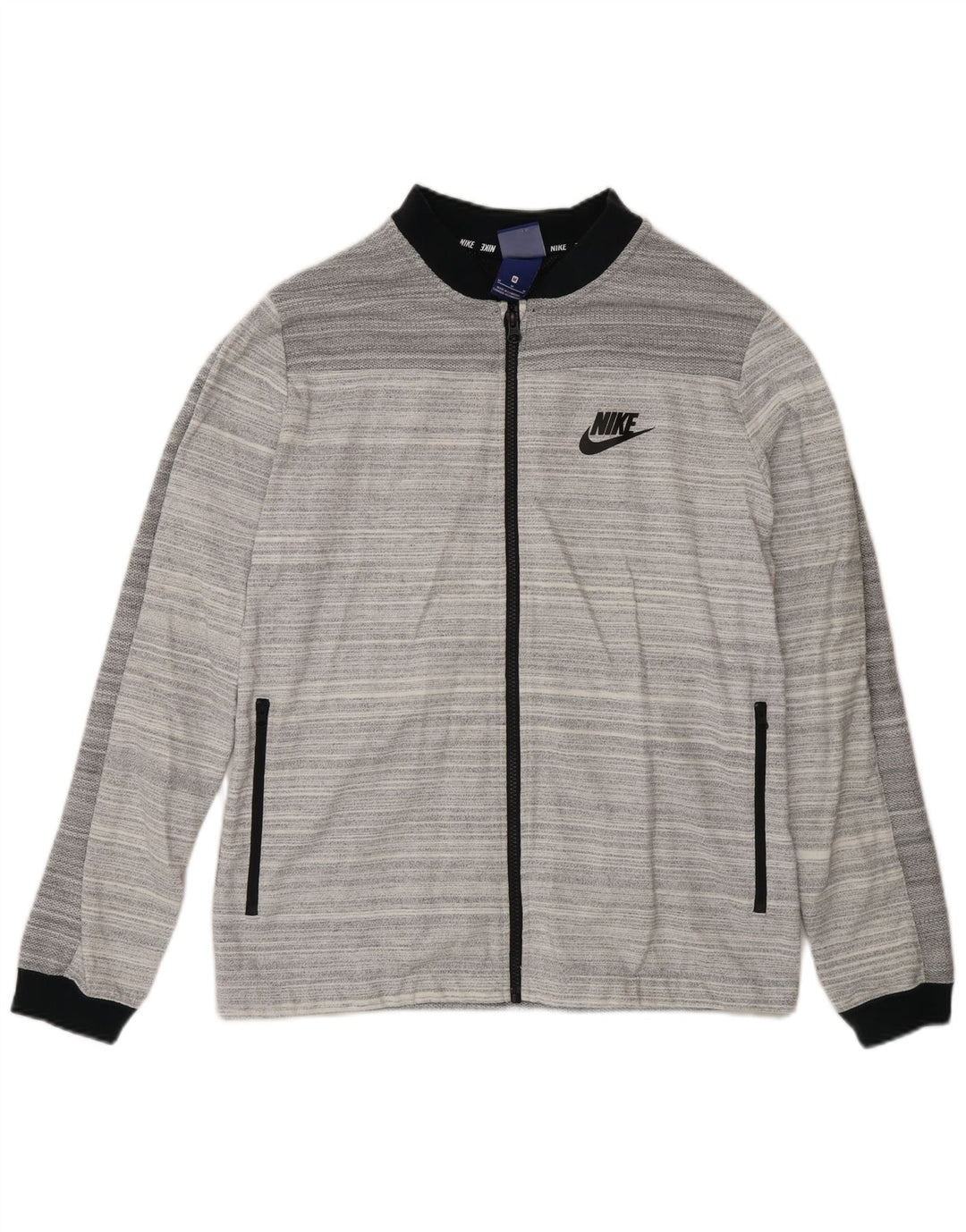Damska kurtka dresowa Nike o regularnym kroju, bawełniana w średnie szare paski