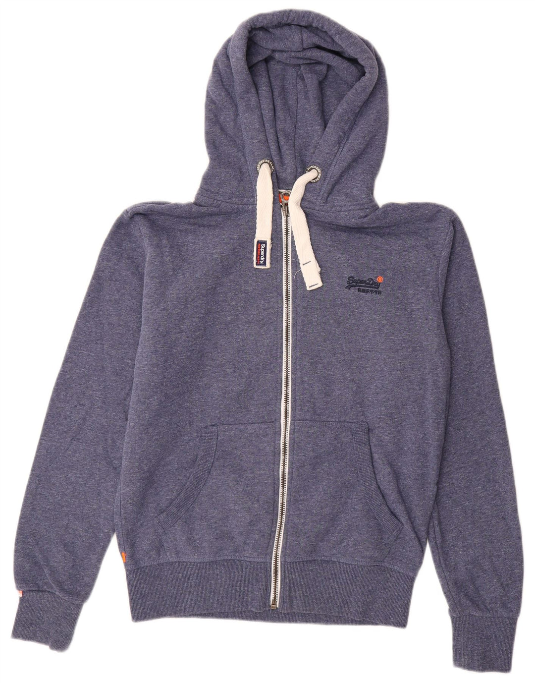 SUPERDRY Męski sweter z kapturem i zamkiem, średni niebieski, bawełniany