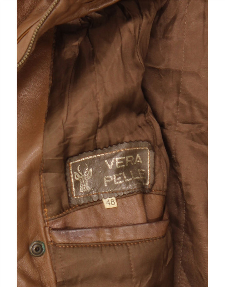 Damska kurtka skórzana VINTAGE IT 48 XL Brązowa skóra