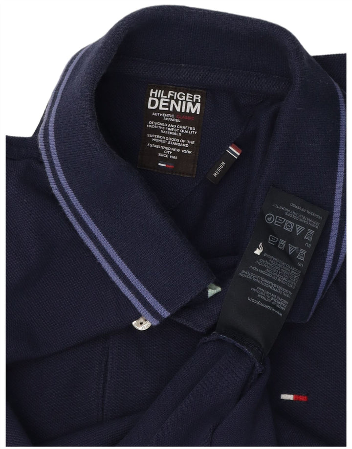 Męska koszulka polo z długim rękawem TOMMY HILFIGER, średnia, granatowa, bawełniana