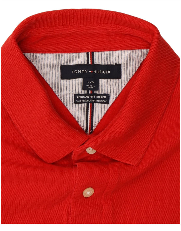 Męska koszulka polo Tommy Hilfiger o regularnym kroju, duża, czerwona, bawełniana