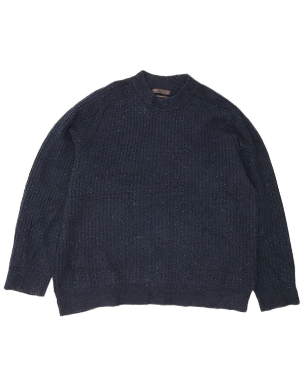 Marks & Spencer Męski sweter z okrągłym dekoltem 2XL Granatowy, nakrapiany akryl