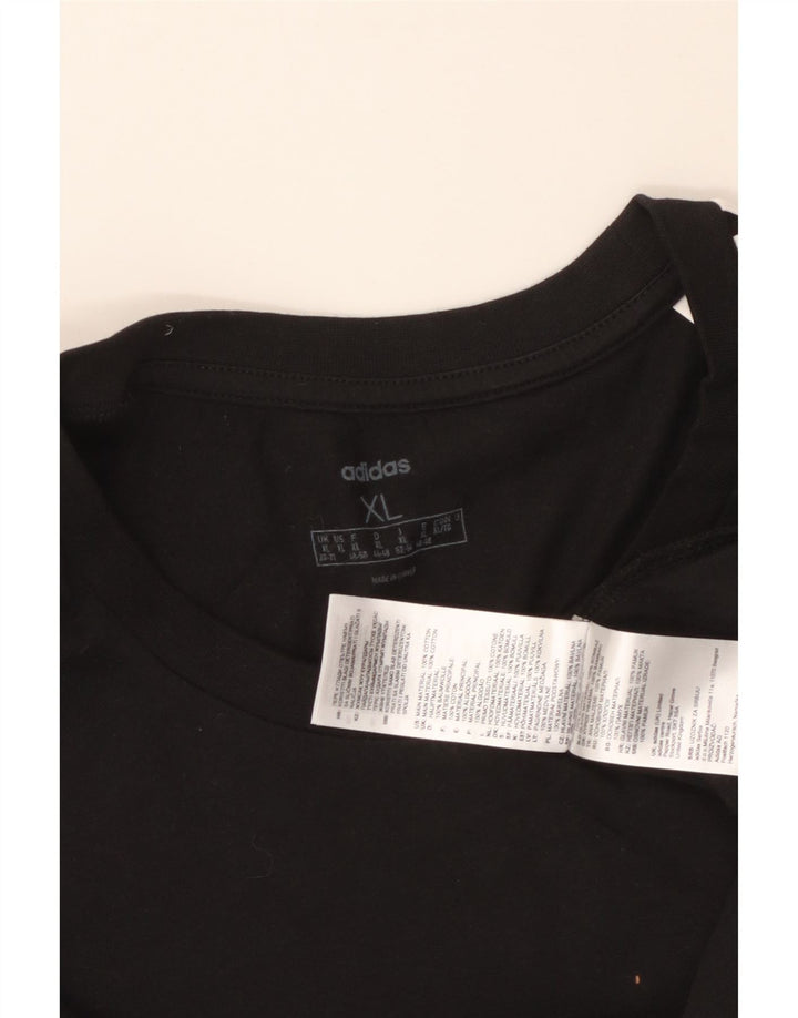 T-shirt damski ADIDAS Top UK 20/22 XL, czarny, bawełniany