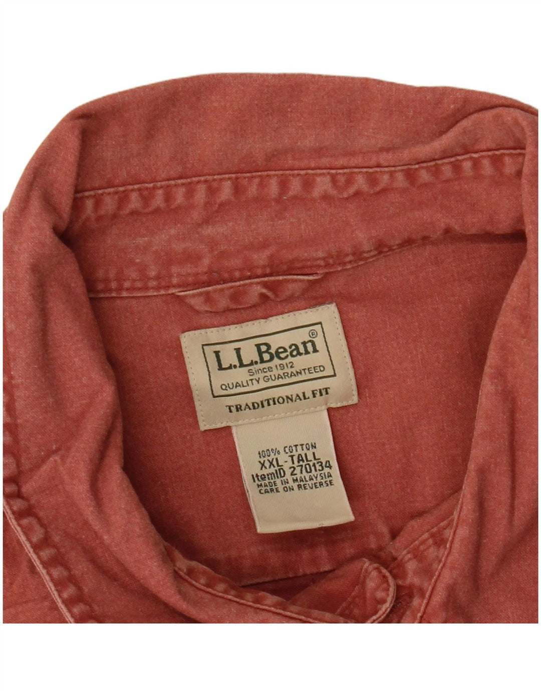 L.L.BEAN Męska wysoka, tradycyjna koszula o kroju 2XL, czerwona, bawełniana