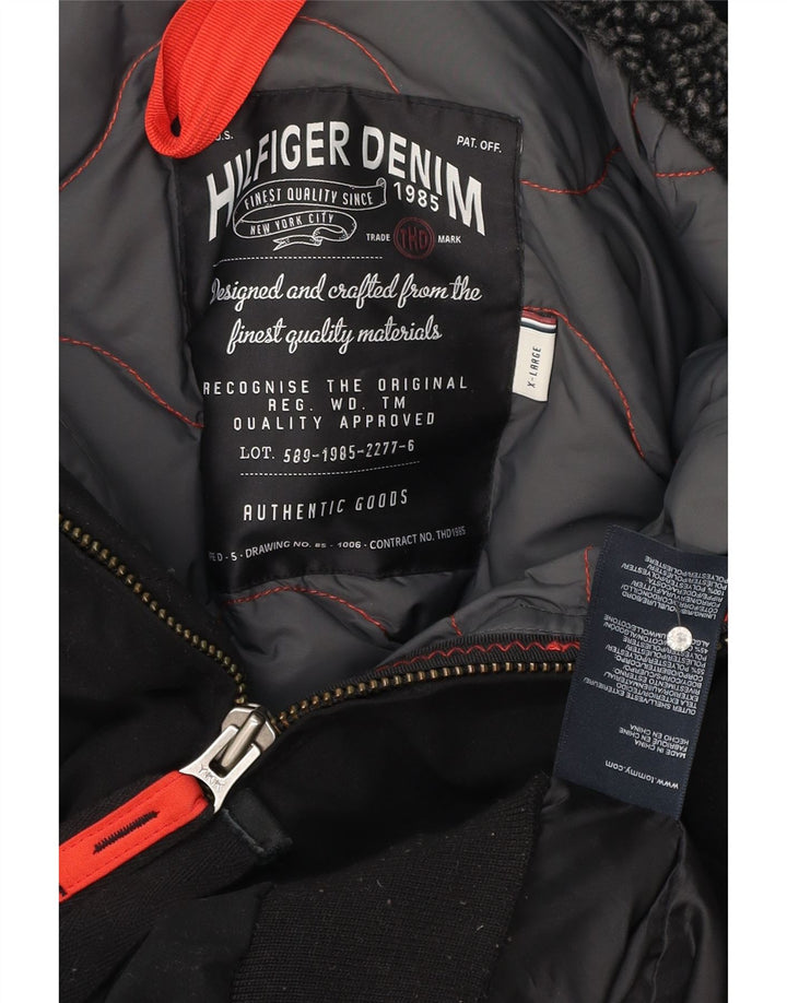 Męska kurtka bomber z kapturem Tommy Hilfiger Denizen UK 42 XL, czarny poliester