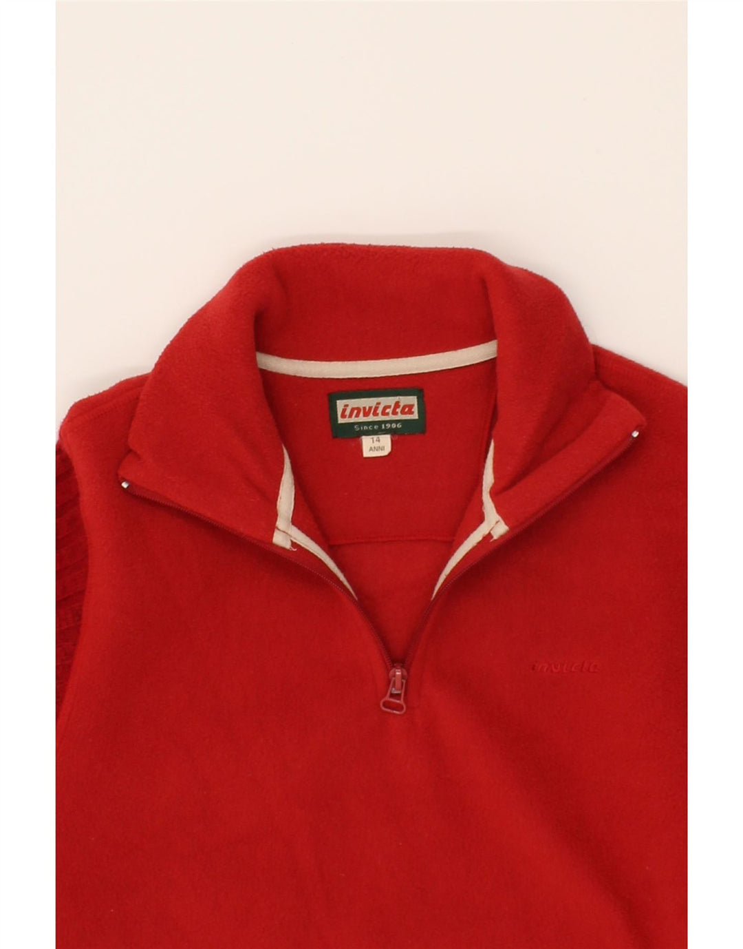INVICTA Girls Zip Neck Fleece Jumper 13-14 Years Red Polyester Vintage Invicta and Second-Hand Invicta from Messina Hembry 