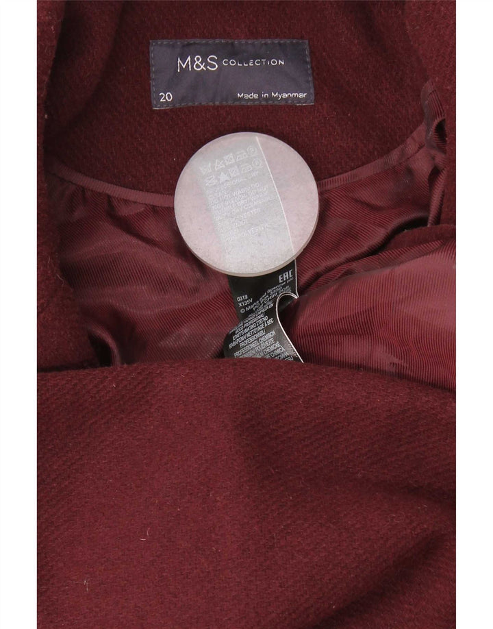 Marks & Spencer Damski płaszcz dwurzędowy UK 20 2XL Burgundowy poliester