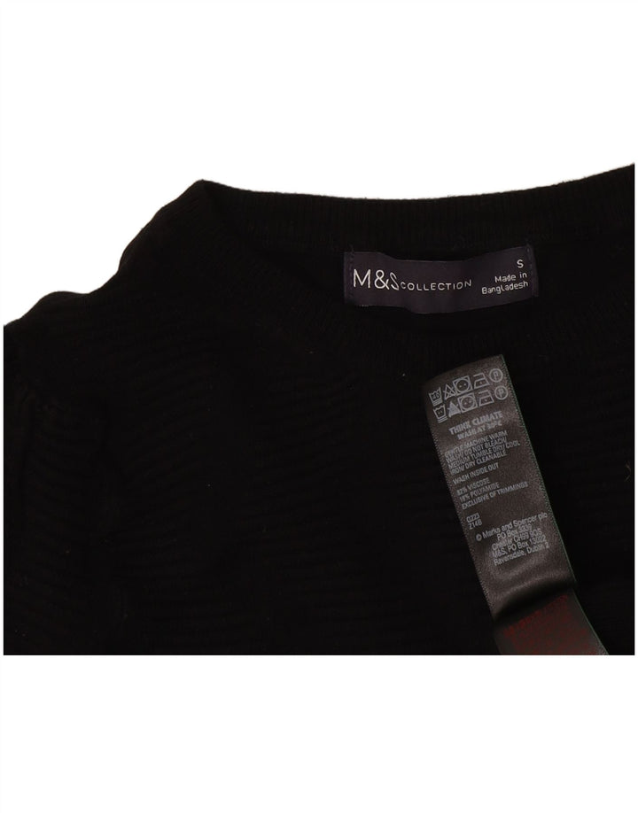Marks & Spencer Damski sweter z okrągłym dekoltem UK 10, mały, czarny, klasyczny