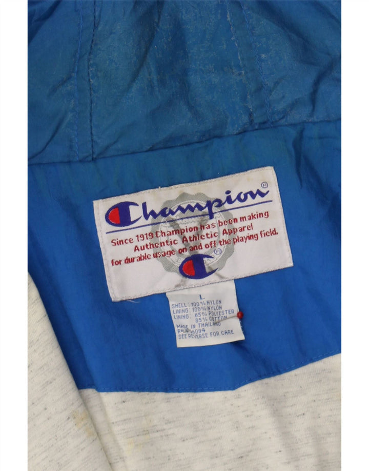 CHAMPION Mens Hooded Rain Jacket UK 40 Large Blue Nylon Vintage Champion and Second-Hand Champion from Messina Hembry 