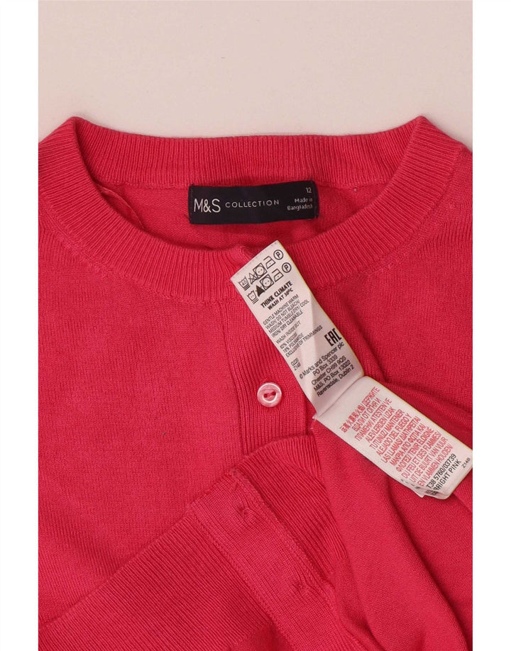 Marks & Spencer Krótki sweter damski UK 12 Średni różowy wiskoza