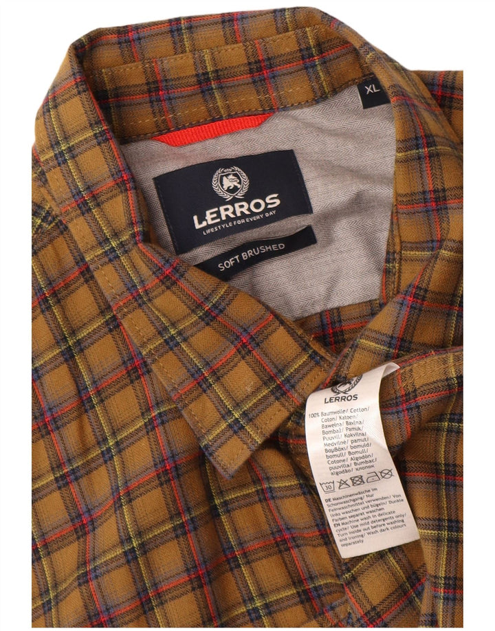Lerros Męska koszula flanelowa XL khaki w kratę, bawełniana