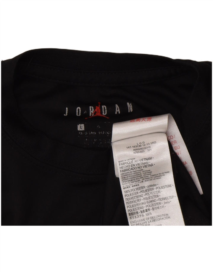 Chłopięcy T-shirt z grafiką Jordan Dri Fit, rozmiar 12-13 lat, duży, czarny poliester