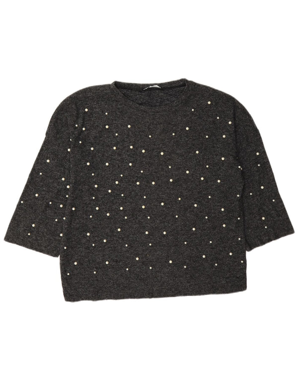 Damski top oversize Zara z rękawem 3/4, UK 10, mały, szary w cętki