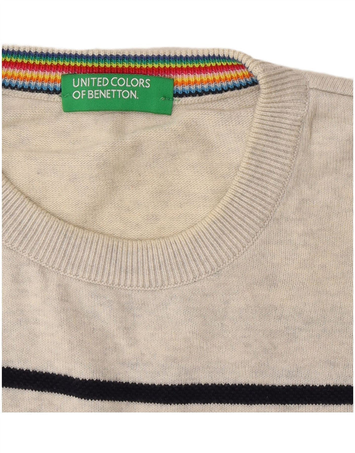 Męski sweter z okrągłym dekoltem Benetton w średnie szare paski