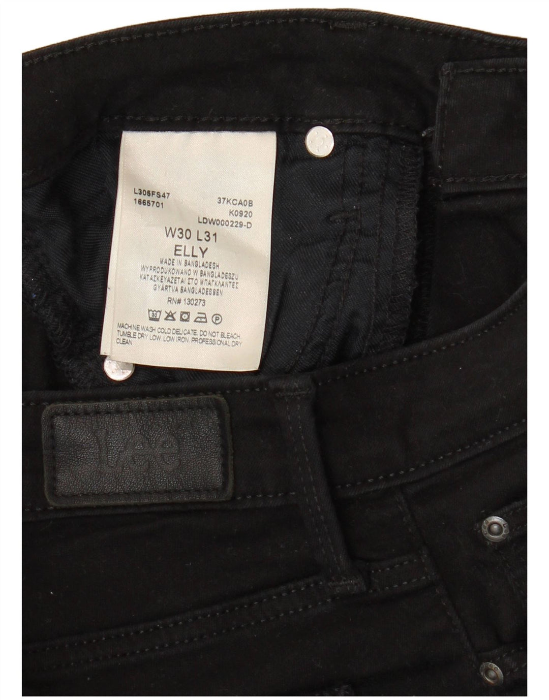 LEE Damskie jeansy Elly Slim W30 L28 Czarne bawełniane