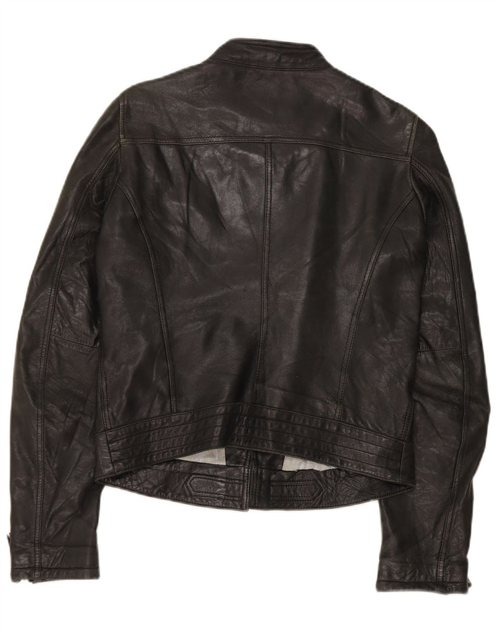 Kurtka skórzana damska Massimo Dutti Biker UK 10, mała czarna