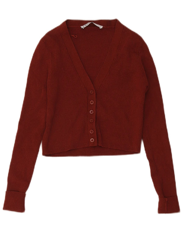 Sweter damski Zara Crop Cardigan UK 4 XS Brązowa wiskoza