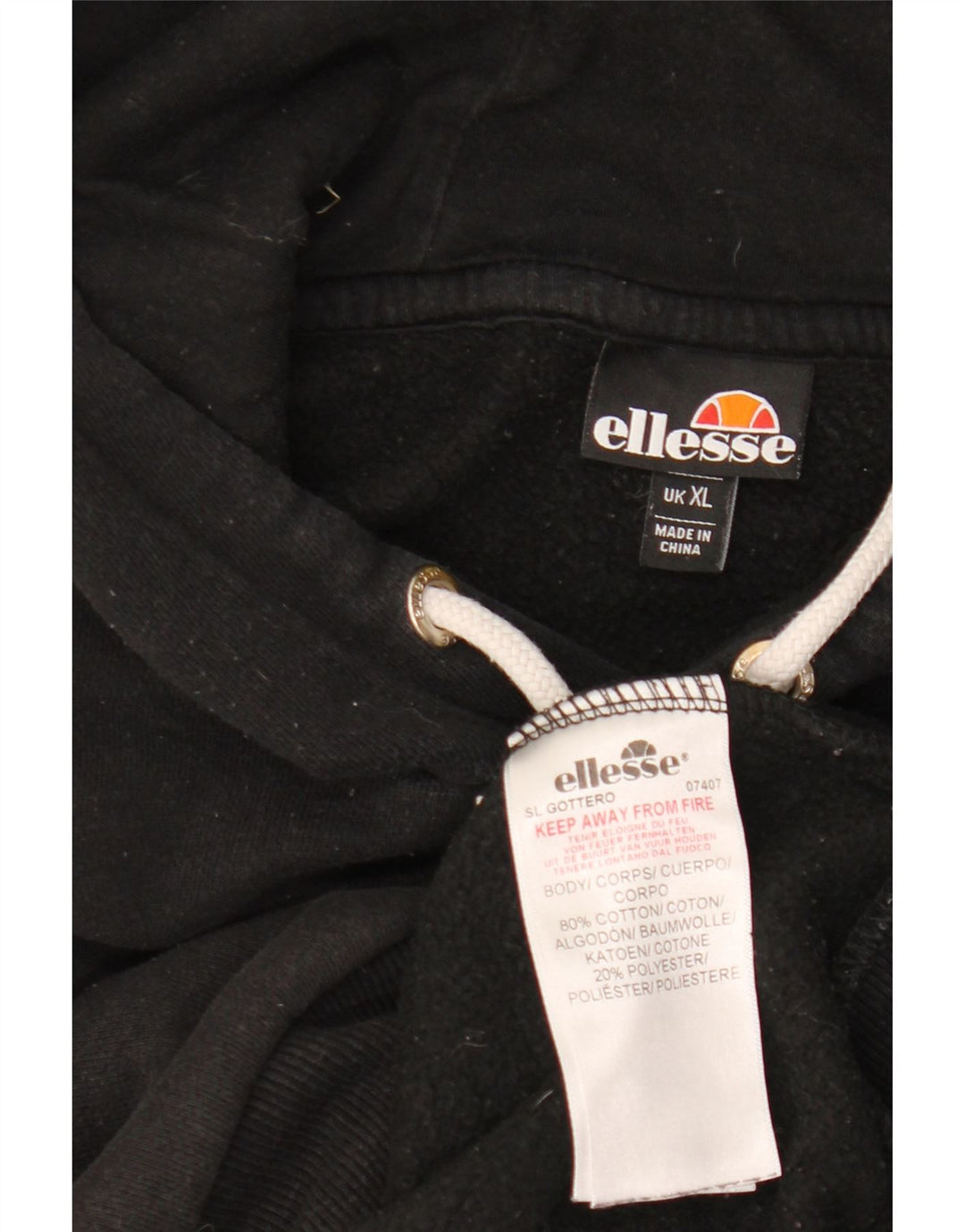 Męski sweter z kapturem i grafiką ELLESSE XL, czarny, bawełniany