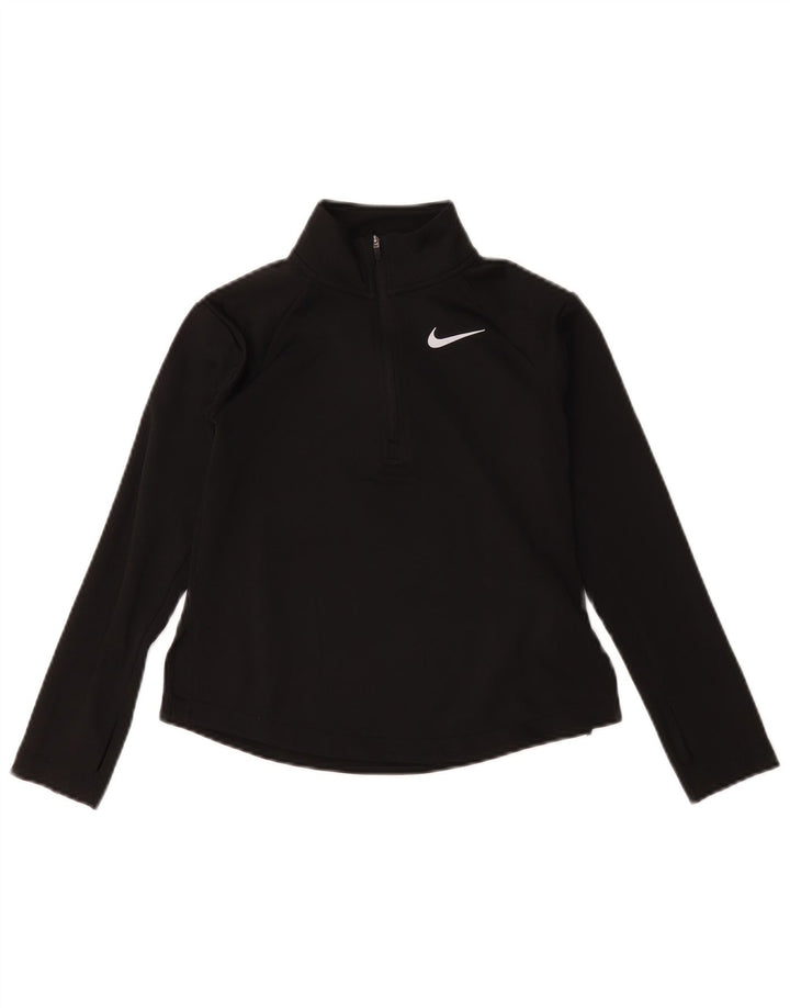 Top dresowy dziewczęcy Nike Dri Fit z zamkiem błyskawicznym na szyi, 8-9 lat, mały, czarny