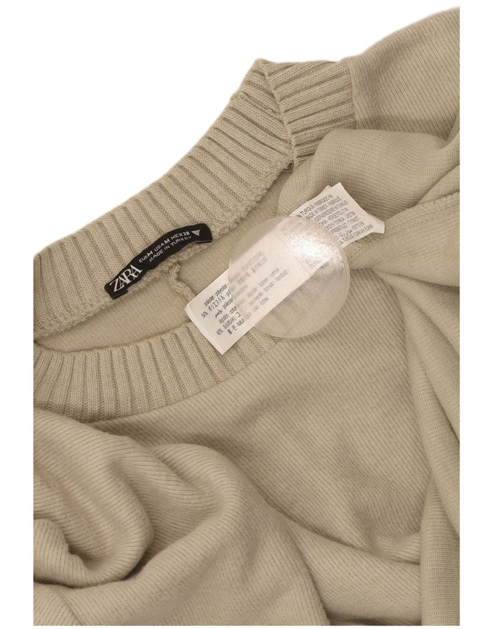 Damski sweter Zara z dekoltem w łódkę, UK 14, średni beżowy poliester