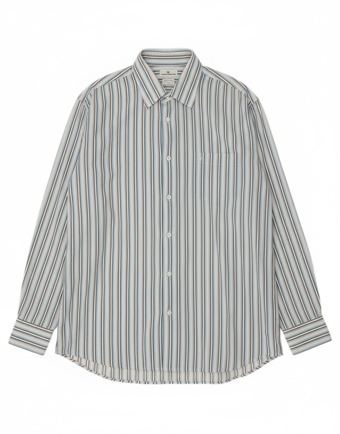 TOM TAILOR Mens Shirt Large Blue Striped Cotton