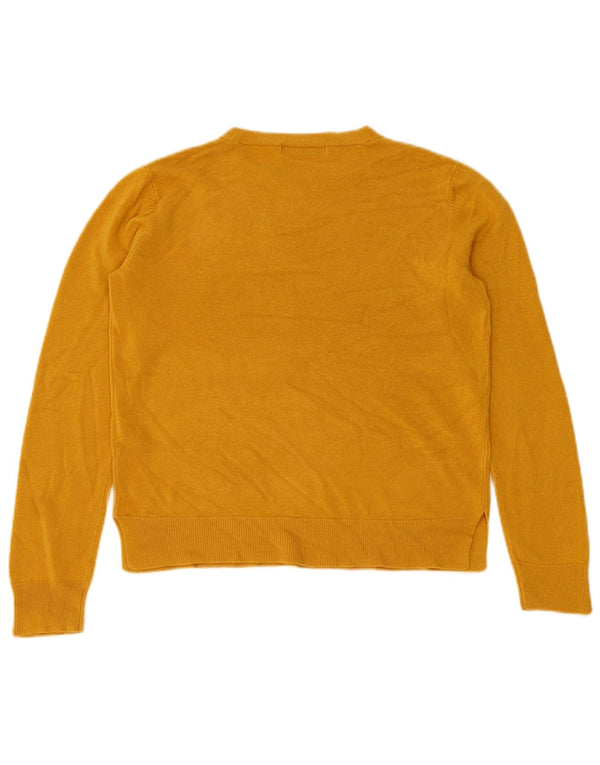 Marks & Spencer Womens Crew Neck Jumper Sweater UK 12 Medium Yellow Acrylic