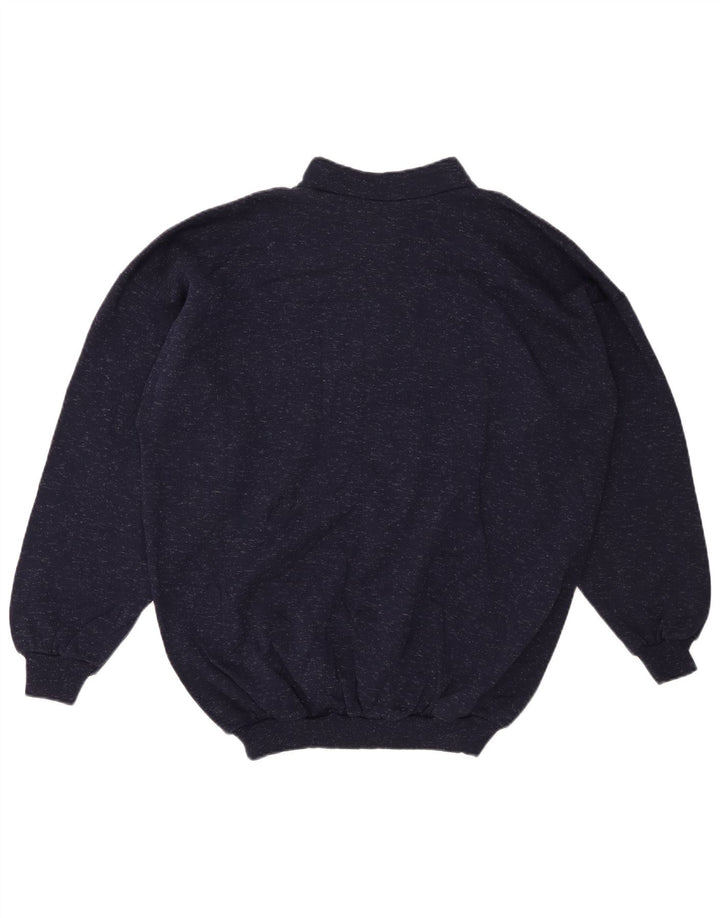 Sweter damski VINTAGE z zamkiem błyskawicznym UK 20 2XL Granatowy, bawełniany nakrapiany