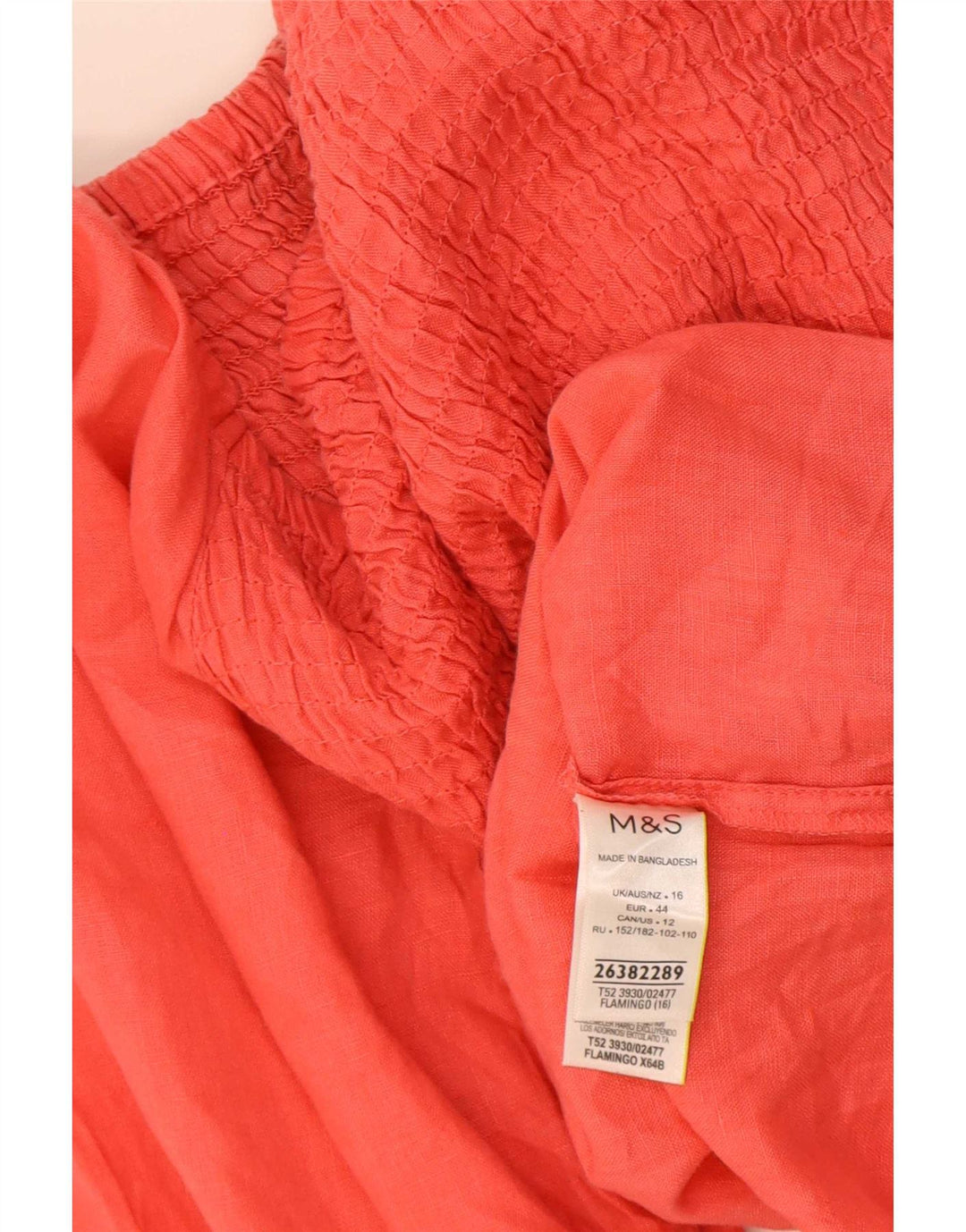 Marks & Spencer Damska bluzka z rękawem 3/4, UK 16, duża, czerwona lniana