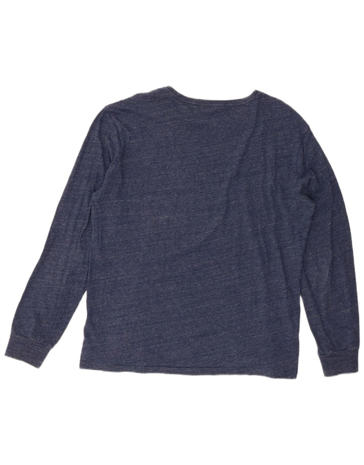 RALPH LAUREN Męski top z długim rękawem, duży, granatowy, bawełniany w cętki