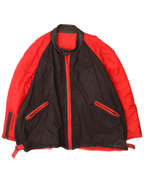 Męska kurtka bomberka Vintage UK 42 XL, czerwony poliamid z blokami kolorów