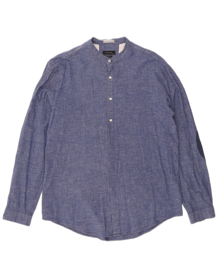 Męska koszula pulowerowa Zara Super Slim Fit XL, niebieska, bawełniana